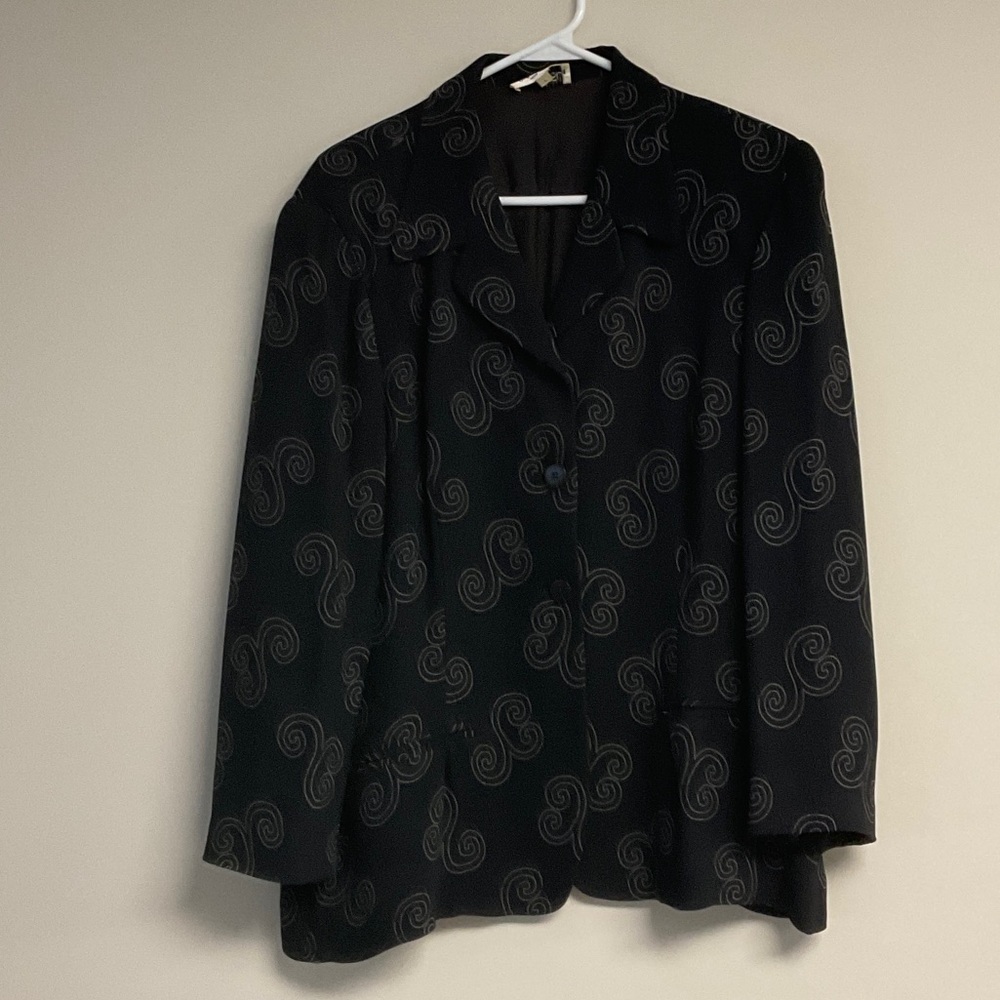 Women's Black Patterned Blazer Jacket - image 1